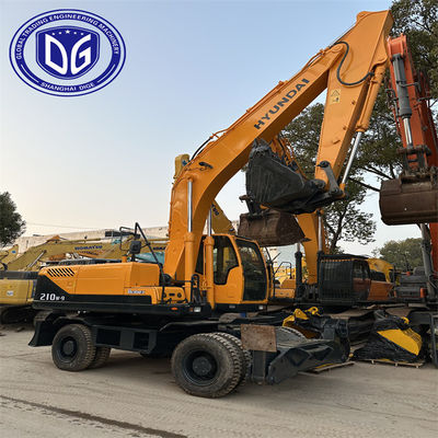 حفاری 20 تن استفاده شده هیوندای مدل 210W-9 حفاری چرخ دار در حالت خوب