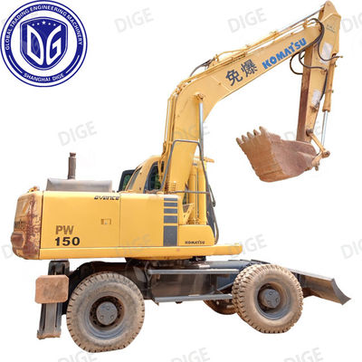 منشأ ژاپن PC150W استفاده شده Komatsu چرخ حفاری PC150W حفاری دست دوم Komatsu حفاری هیدرولیک PC150W